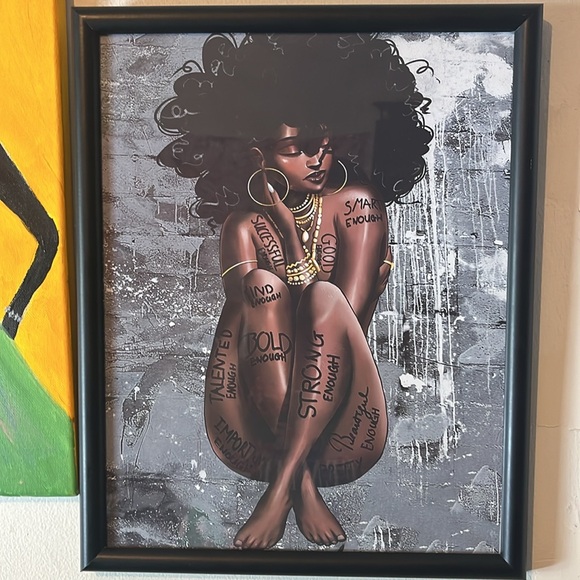 New Handcrafted Inspirational African American Black Queen Wall Canvas Painting - Picture 3 of 4